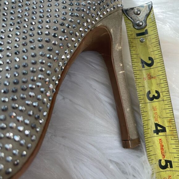 Aldo synthetic leather khaki rhinestones embellished ankle boots heels SZ6.6 - Picture 5 of 9